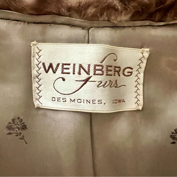 Vtg Weinberg Furs Genuine Mink Coat Outwear Brown Ruffled Texture Silk Lining - Picture 7 of 11